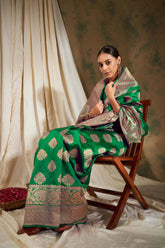 Womens Fashion Ethnic Green Color Sarees-MLSHWSA1077GRN0ONE